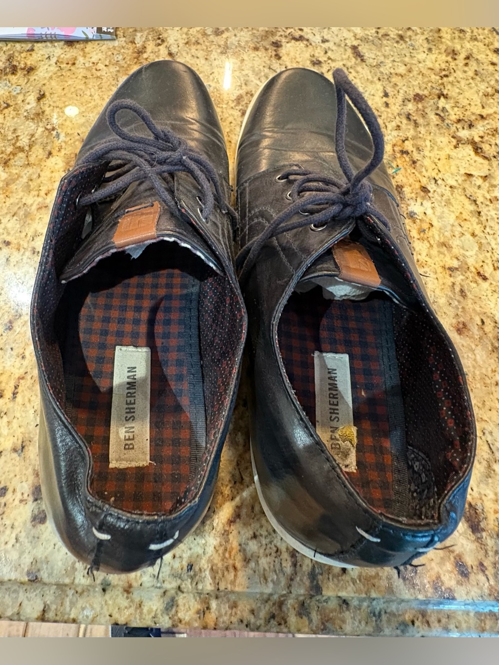Ben Sherman Black Leather Derby Shoes with Contrasting White Sole - Picture 2 of 6